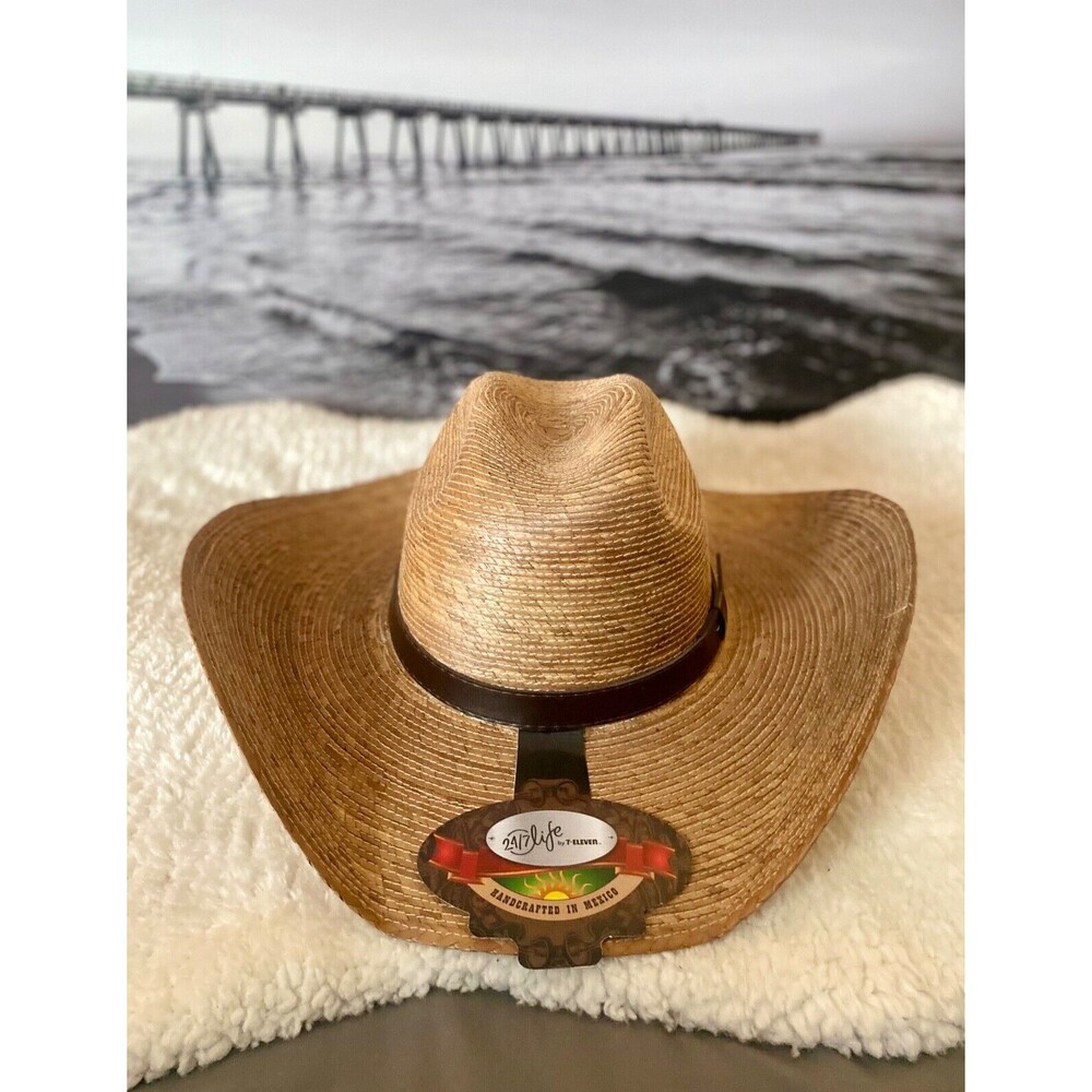 Palm Leaf Western Cowboy Hat - Handcrafted in Mexico - NWT 24/7 Life Brown